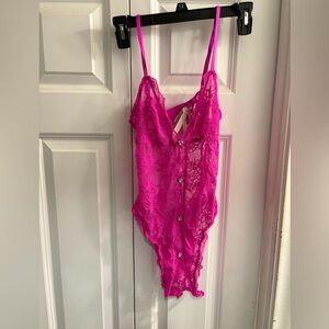 NWT Victoria’s Secret Lace-Up Teddy Pink Size M